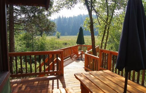 view from the deck to the meadow across squaw creek