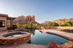 Sky Dancer offers the ultimate in outdoor living with an outdoor kitchen with a BBQ grill, seating for 10 and your own private pool and hot tub .... luxurious outdoor Sedona living