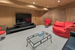 The perfect way to unwind after a day of exploring Sedona, the theater room has a large TV for movie nights