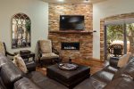 The family room opens to an outdoor patio