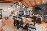 The formal dining table seats 6 guests