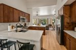 Granite counter with bar seating for 6