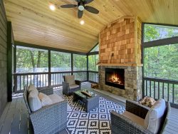 Screened In Porch With Outdoor Fireplace