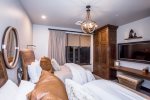 Guest bedroom closets and TV