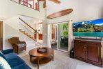 Living Room, Lanai and Stairs to Master Bedroom