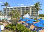 Balcony View Overlooks the Marriott Resort Beachfront Tiki Bar & Pool