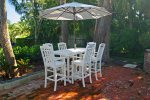 Umbrella Table with seating for six.