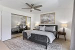 Master Bedroom Features King Bed, 55 Inch TV and Mountain View