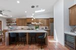Stylish Fully-Equipped Kitchen With Breakfast Nook, Thermardor Appliances, Wine Refrigerator