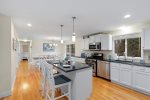 An eat-in kitchen island with lots of counter space