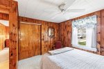 Queen bed and closet space for storage 