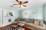 Cozy living space with TV, the ideal spot to unwind in this Harwich vacation home