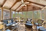 A vaulted, screened-in porch invites you to savor breezy Cape Cod evenings and effortless indoor/outdoor living.