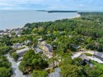 Aerial view showcasing the homes prime Wellfleet Bay location near Mayo Beach.