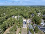 Birds-eye perspective of the peaceful bayside neighborhood enclave.