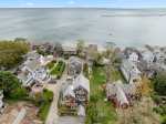 Aerial view capturing the homes proximity to Provincetown Harbor.