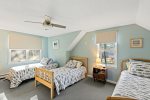 Triple twin bedroom, great for kids or friends, flexible sleeping for Eastham family vacations.