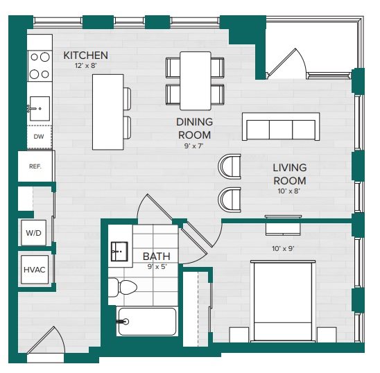 1 Bedroom Corner Apartment Balcony