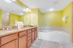 Master Bathroom ensuite with double vanity and soaker tub