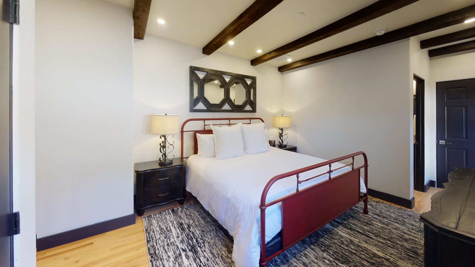 Comfortable king size bed with cotton linens