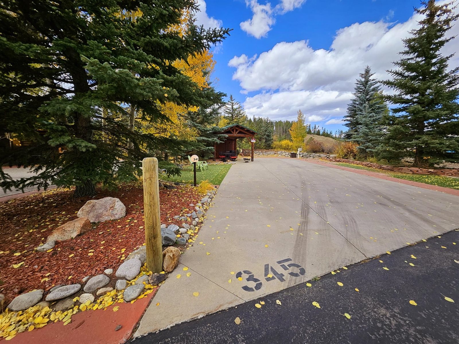 Full hookup RV Site on the River at Tiger Run Resort in Breckenridge