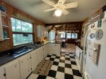 Kitchen showing fridge