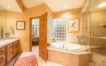 En suite master bathroom with Jacuzzi tub and walk-in shower