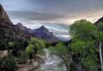 The Virgin River runs along the floor of Zion