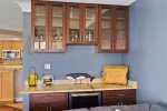 Wet bar with beverage fridge