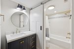 Guest Bathroom with Sliding Door as a Divider