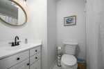 Full bathroom w/tub & shower combo, located in Bedroom 4