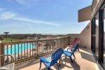 Pool views underfoot with ocean views on the horizon