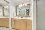 Primary ensuite vanity and clothing closet