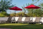 comfortable loungers with umbrellas when needed