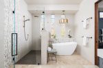 Walk-in shower and soaking tub