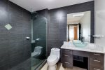 Master bathroom with shower.