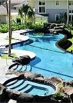 Nice pool with grills and fitness room