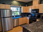 Fully-equipped kitchen with gorgeous dark countertops. Keurig coffee maker with standard drip option as well. 