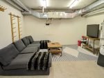 Hangout space in the garage for relaxing between activities 