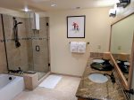 Ensuite Master bathroom with dual sink and standing shower