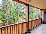 Large deck with views looking towards Collins Lake and the Mt Hood National Forest
