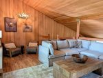 Exceptionally cozy living room with views of Mt. Hood