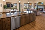 Open kitchen overlooking the dining and living areas