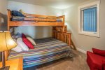 Third bedroom with a Twin over Double bunk bed and perfect for kids