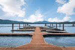 Community boat dock with a private boat slip