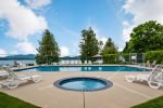 Community pool area with a kiddie pool