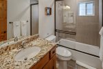 Main level full bathroom, with tub/shower combo