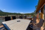 Townhome with outdoor deck overlooking Long's Peak. Steps from fire pit & hot tub. 