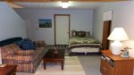 Bottom level with pullout sofa, Queen bed and laundry room with washer/dryer