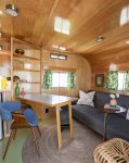 The Draper living room with table folded out The Camp RV Park Bend Oregon